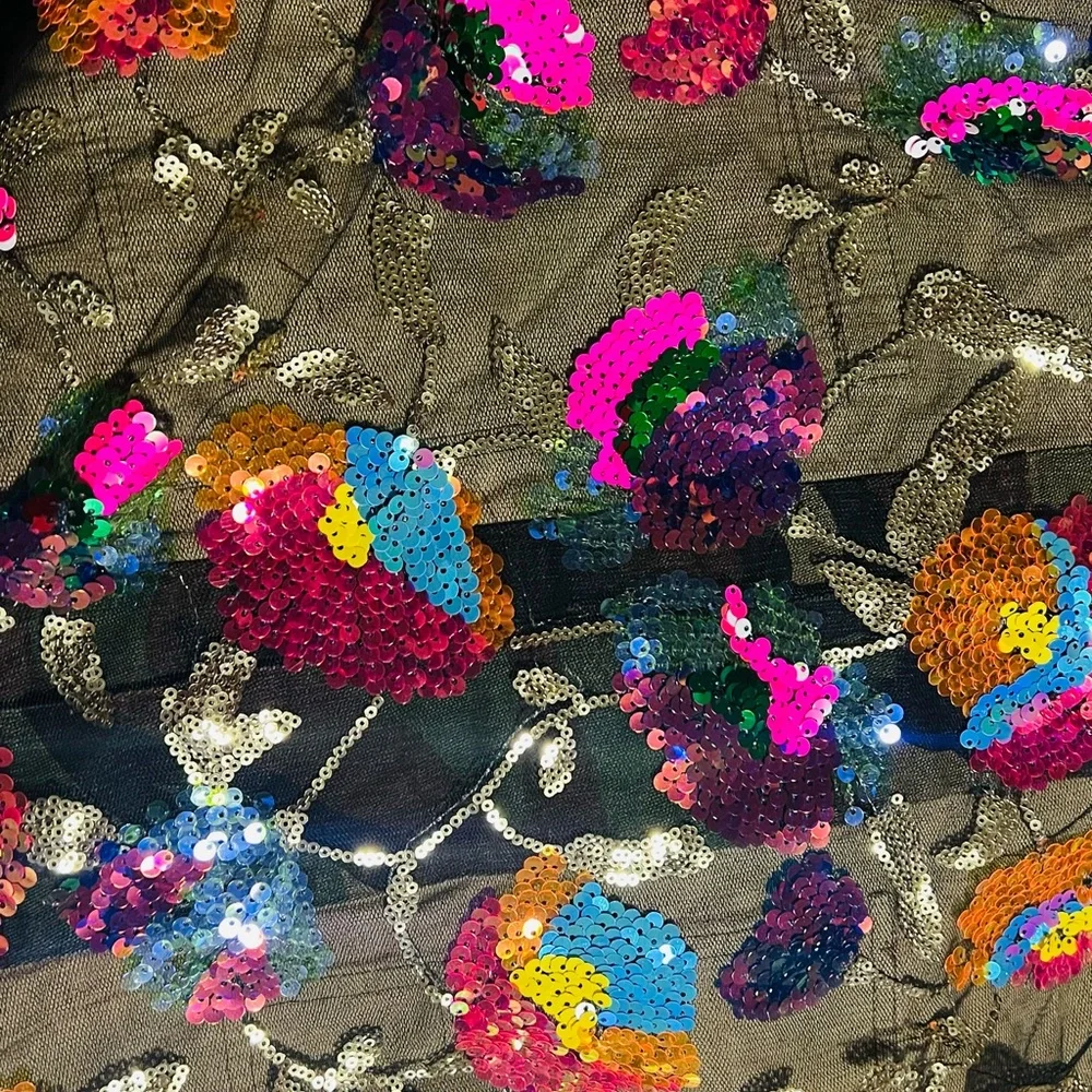 VEVERET camo sequin sheer back contrast crop jacket S M L - Picture 5 of 6